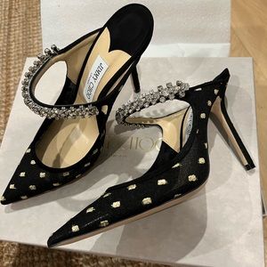 Jimmy Choo BING mesh crystal embellished high mules